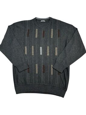 Cooper Vintage Knit Wool Blend Long Sleeve Patterned Crew Neck Sweater XXL